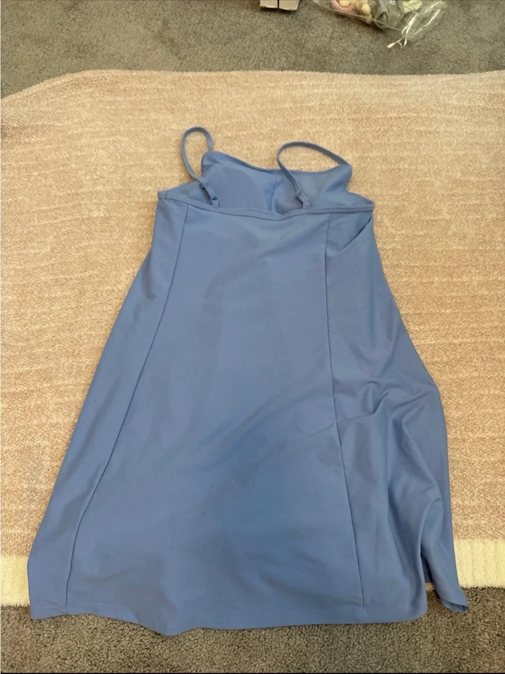 Simple Blue Spaghetti Strap Athletic Dress - Picture 2 of 2